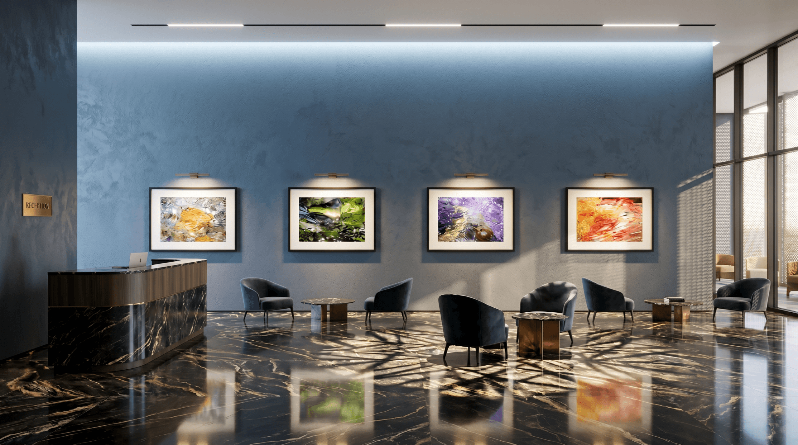 modern luxury hotel hall with the series Capturing the invisible