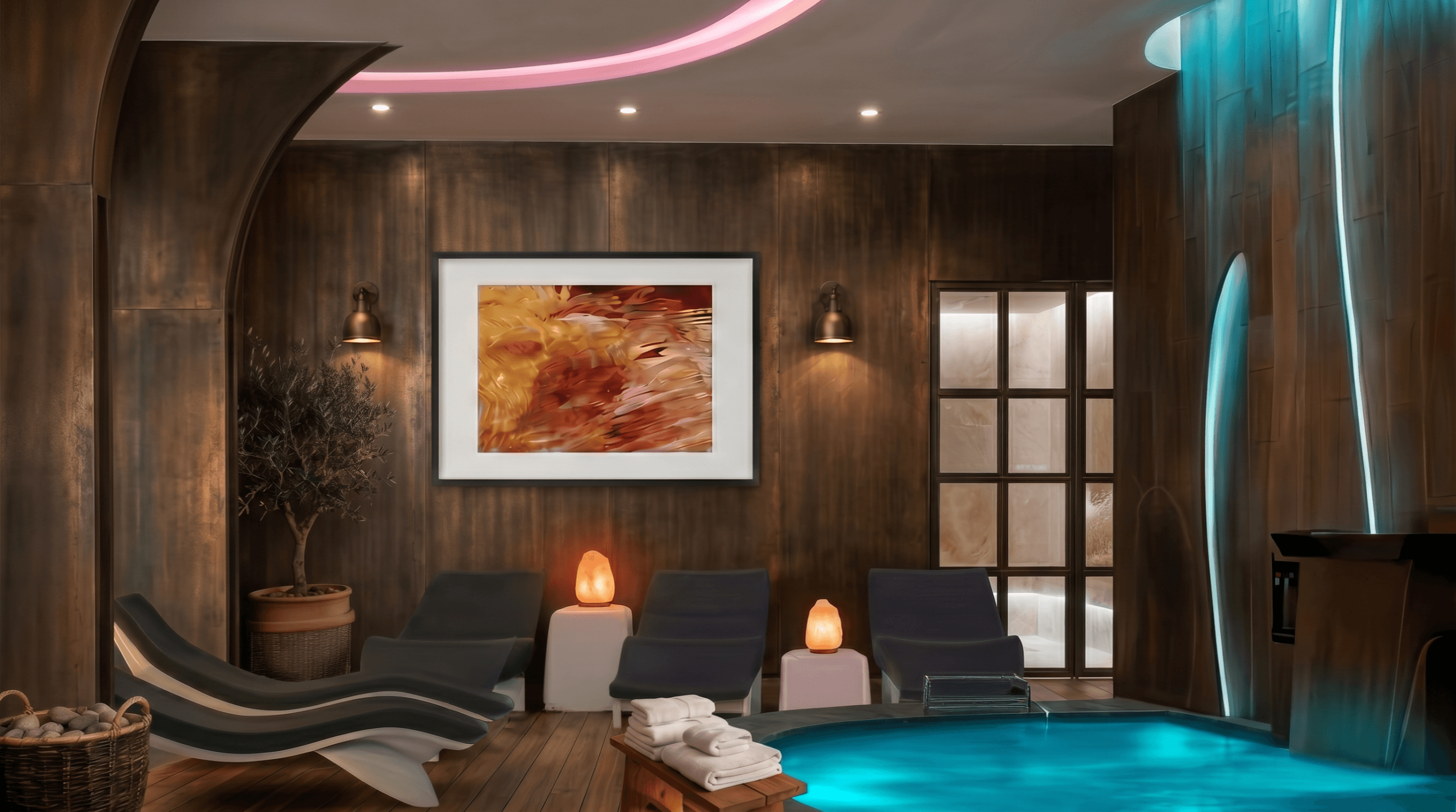 warm spa hall with gold of life