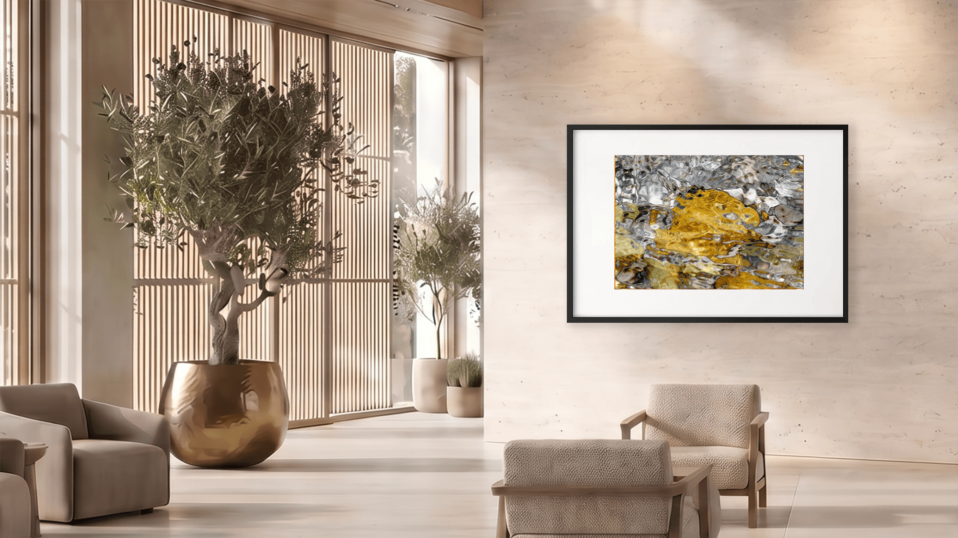 Hotel hall Mockup Golden Liquefaction one of: Capturing the invisible.